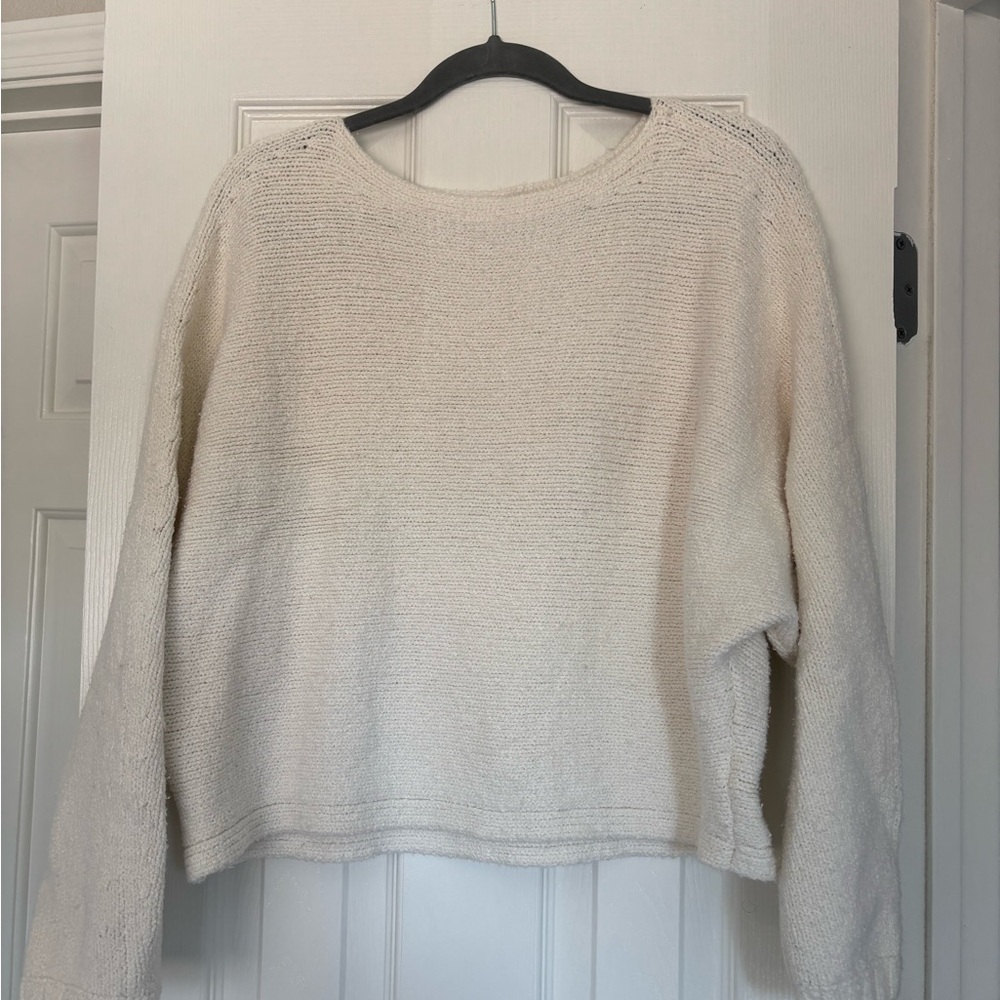 Abercrombie & Fitch White Boat Neck Sweater Soft Knit Casual